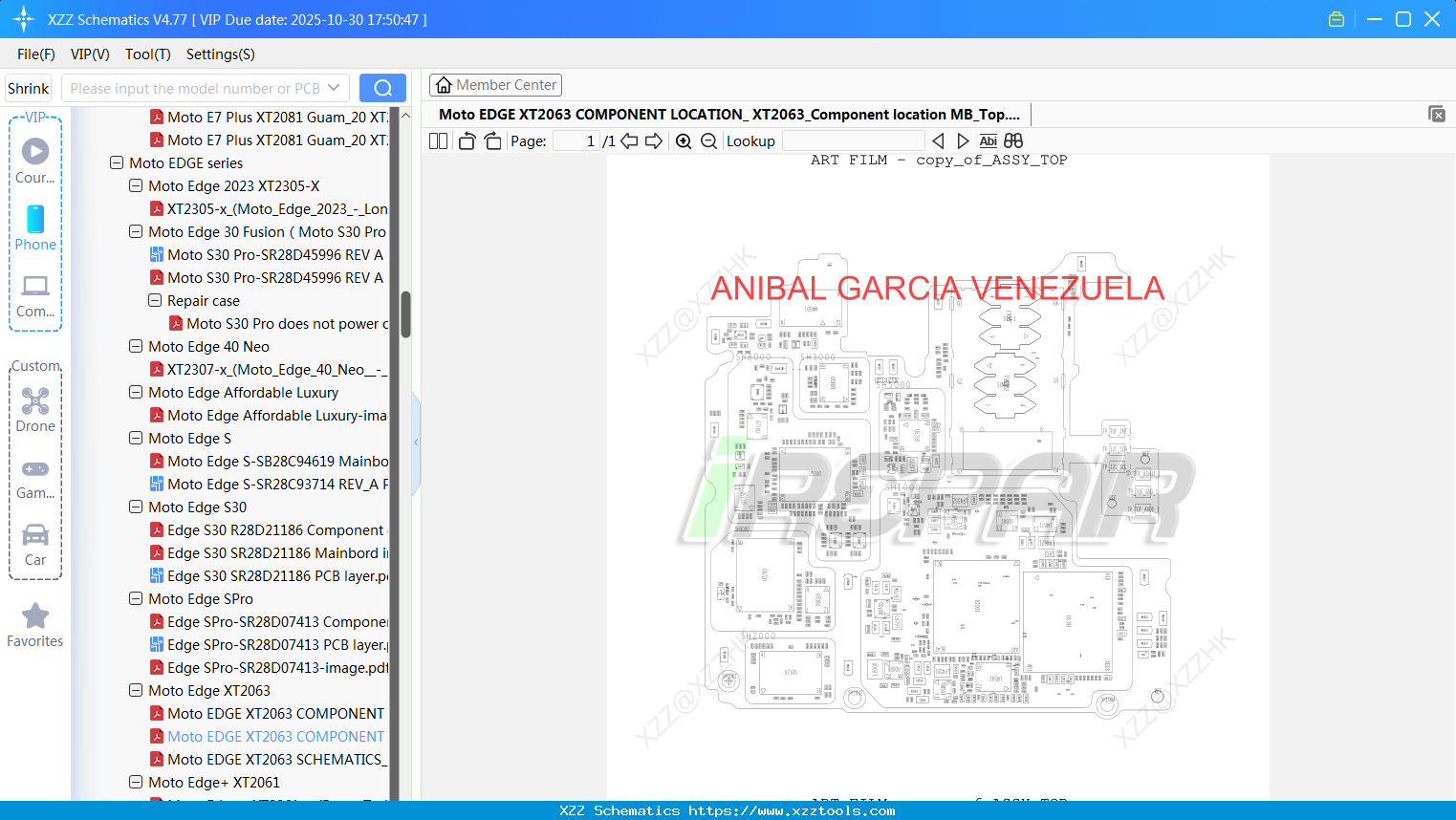 Motorola Moto EDGE XT2063 COMPONENT LOCATION_ XT2063_Component Location MB_Top